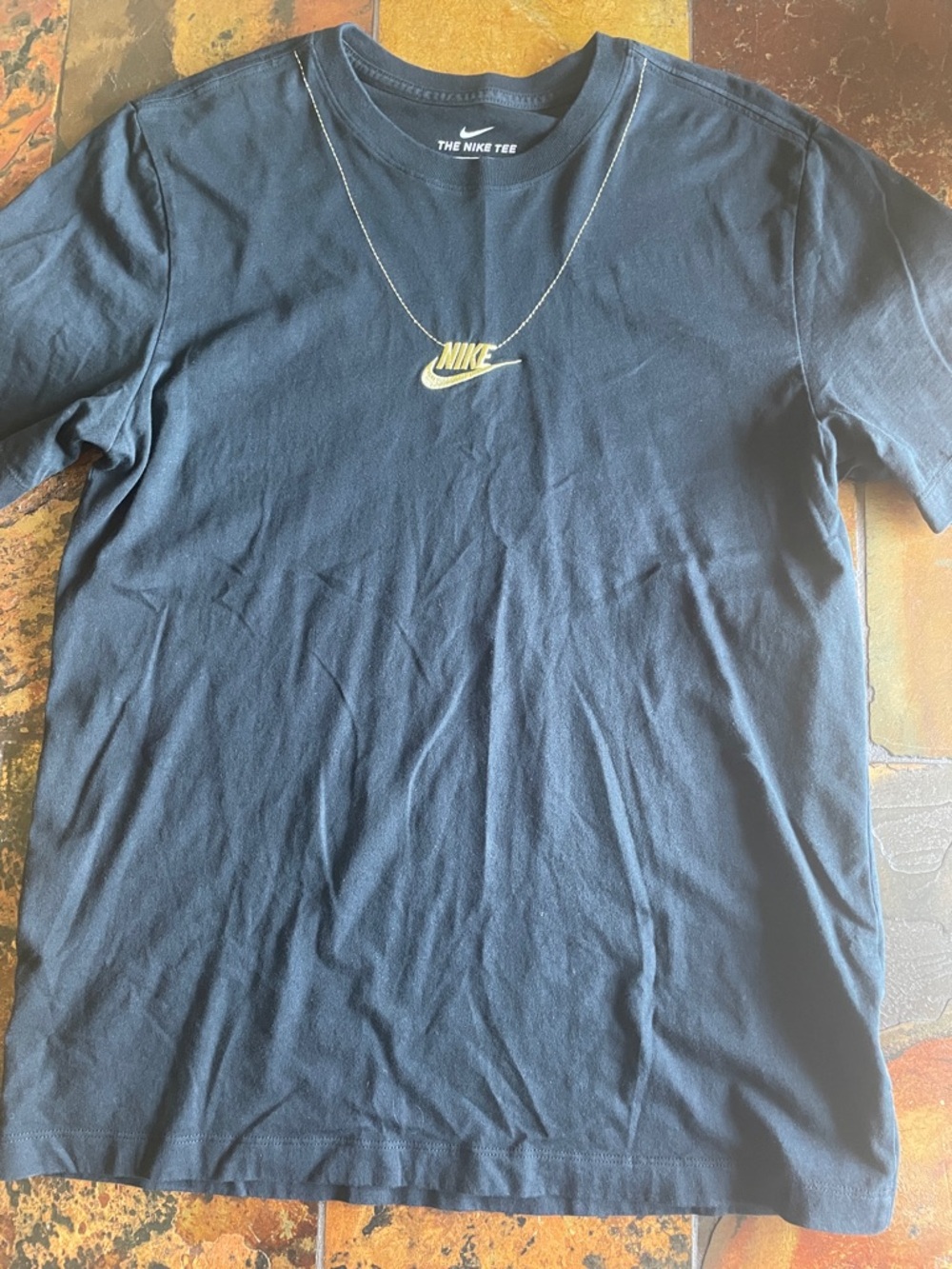 Nike Black T-Shirt with Gold Swoosh Logo (366)